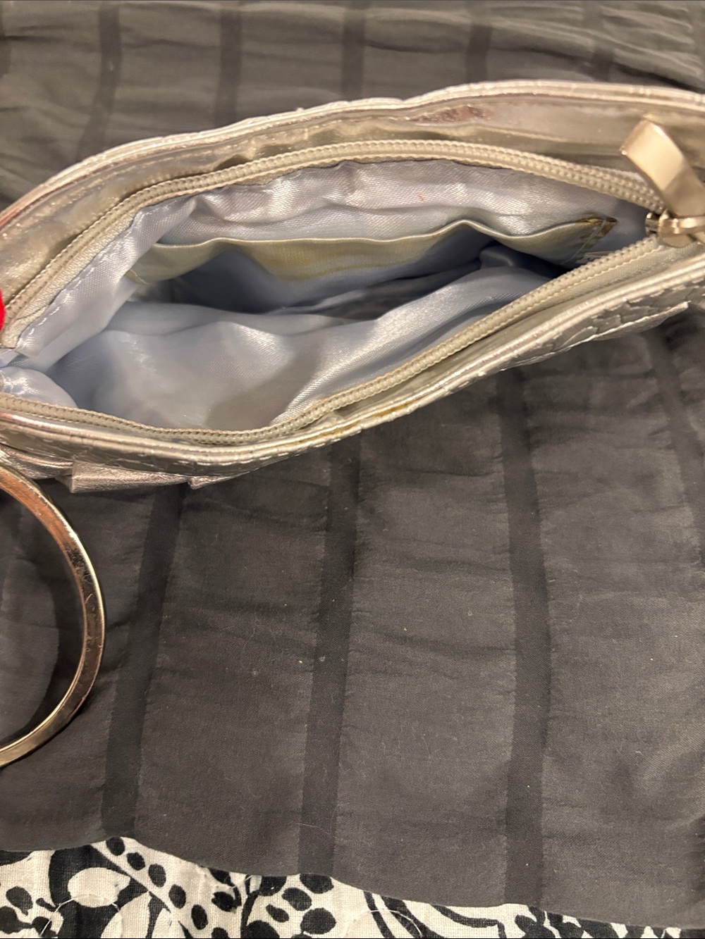 Silver Rhinestone Accent Wristlet Clutch - Picture 7 of 9